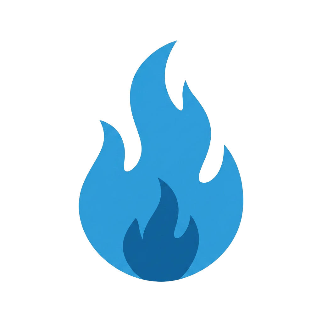 Precision Safety Services blue flame logo